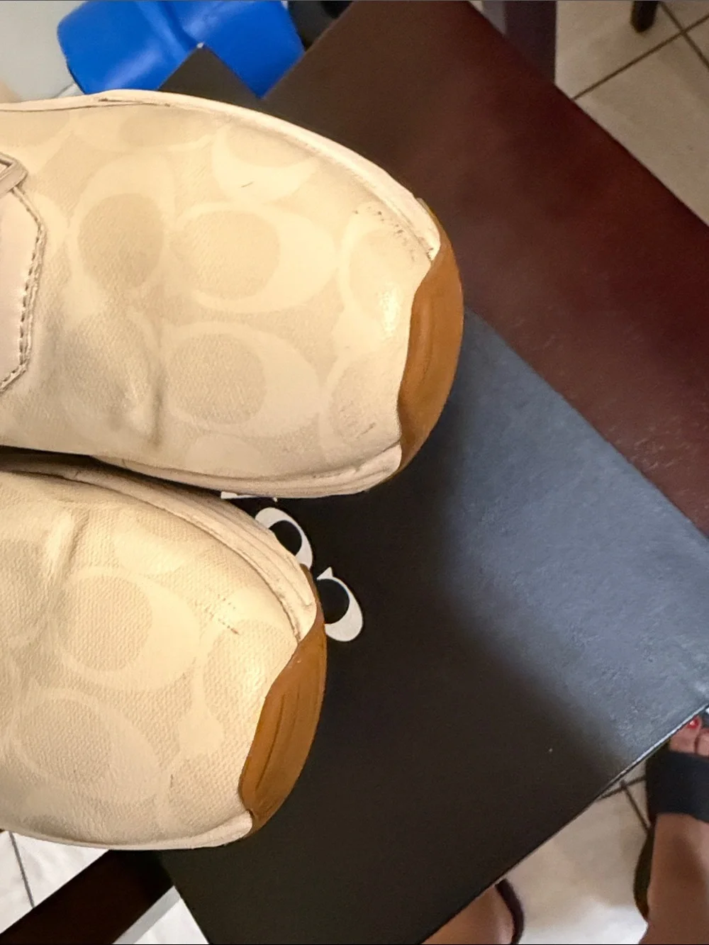 Coach women’s Off-White Signature Logo Athletic Sneakers with Gum Toe